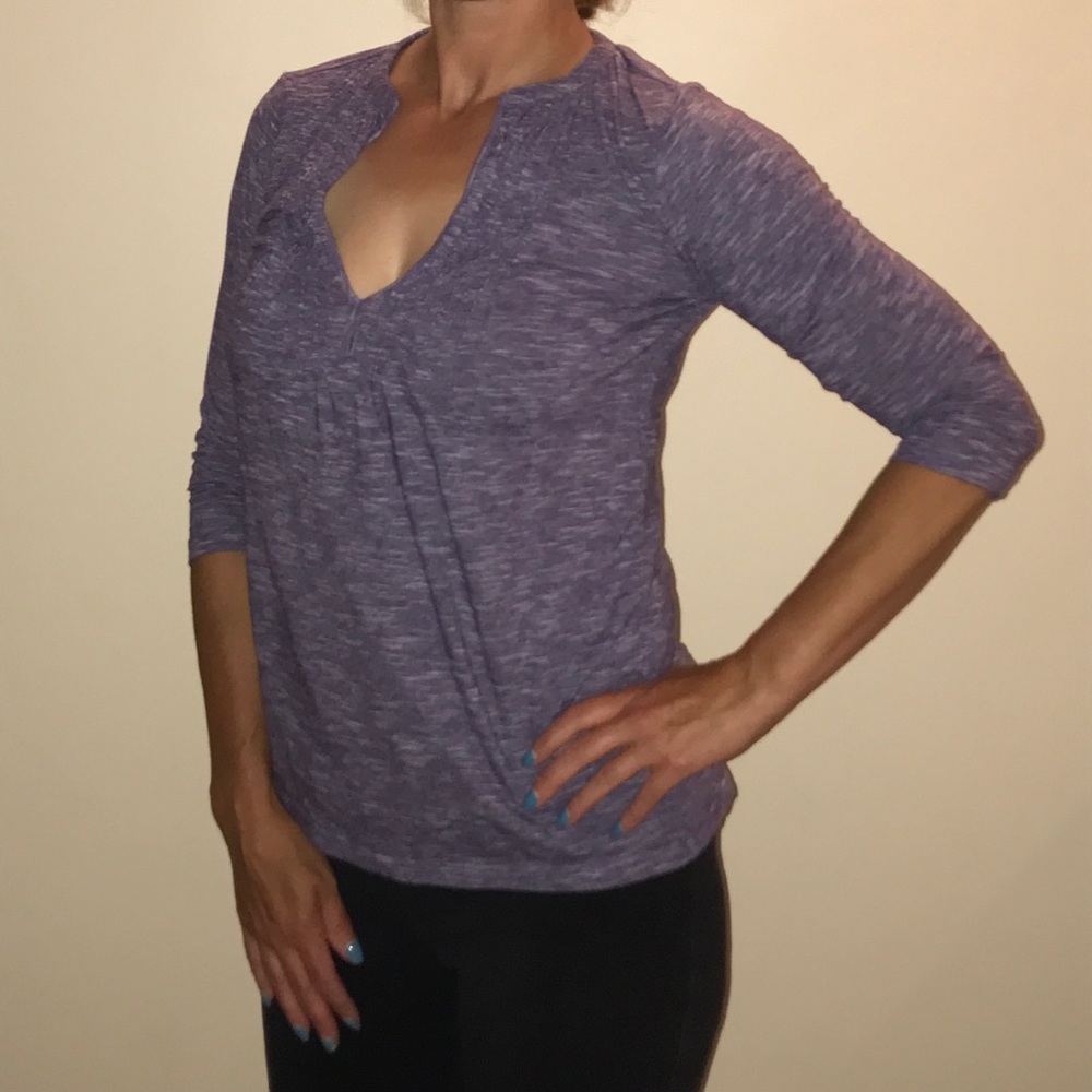 LOFT size S purple shirt with deep v cut